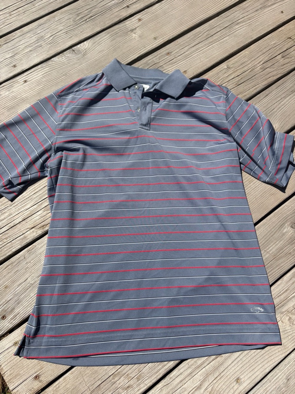 Callaway Gray Polo with Red Stripes
